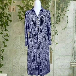 Jones New York Shirt Dress, M, Blue and White, Long Sleeves, Lightweight,  EUC